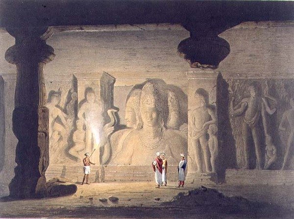 The Great Triad i Cave Temple of Elephanta, nær Bombay, i 1803, fra bind II av 