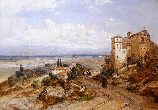 To klostre i Nemi, Italia av William (attr. to) Oliver