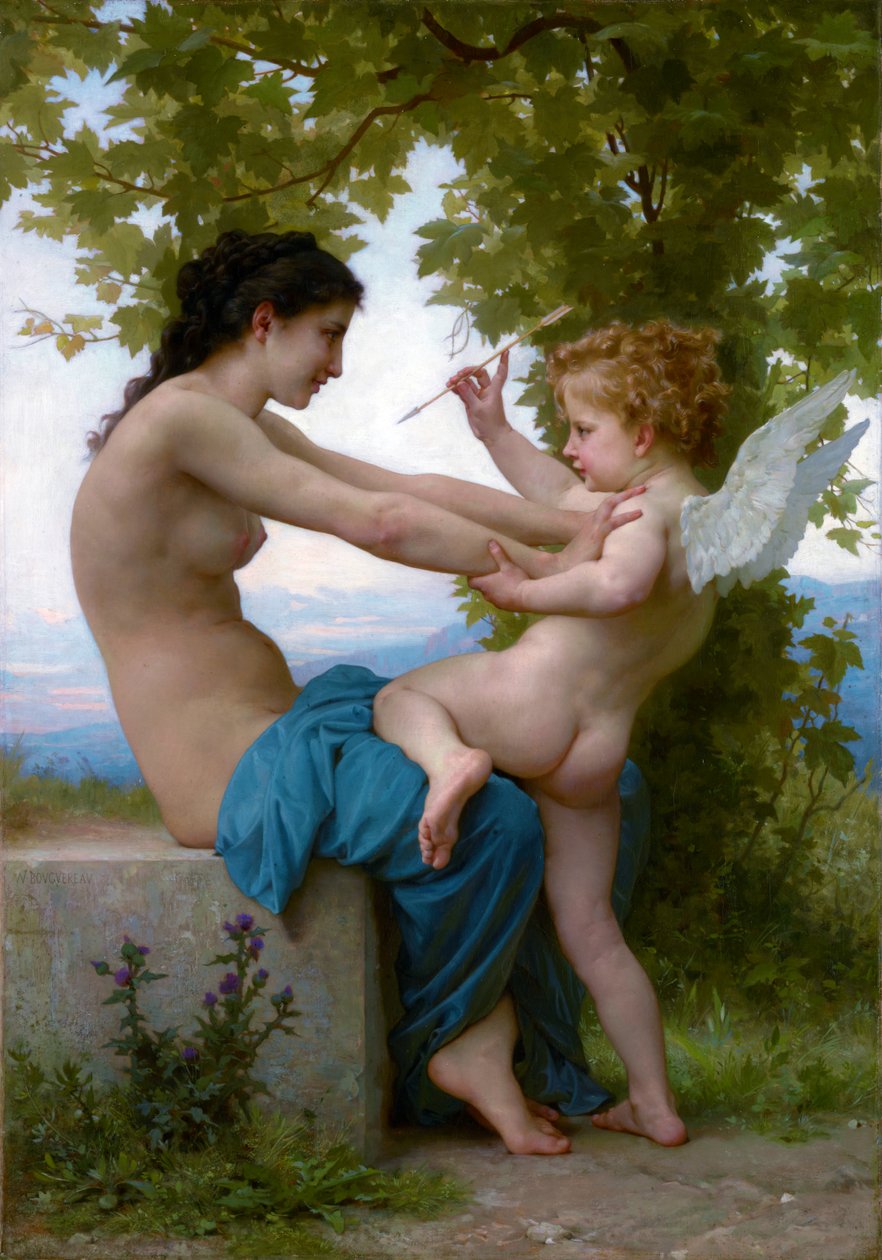 En ung jente som forsvarer seg mot Eros av William Adolphe Bouguereau