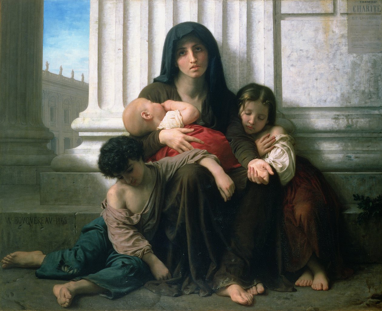 Veldedighet eller den fattige familien", 1865 av William Adolphe Bouguereau
