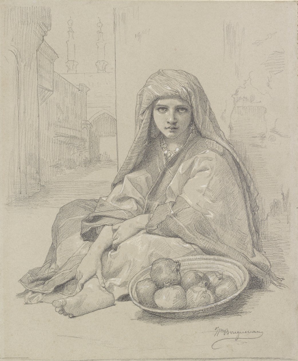 Nordafrikansk jente som selger granatepler, sent på 1800-tallet av William Adolphe Bouguereau