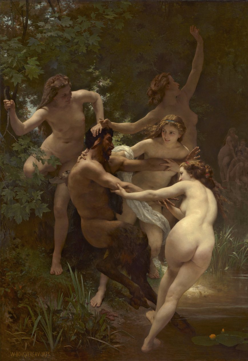 Nymfer og Satyr, 1873 av William Adolphe Bouguereau