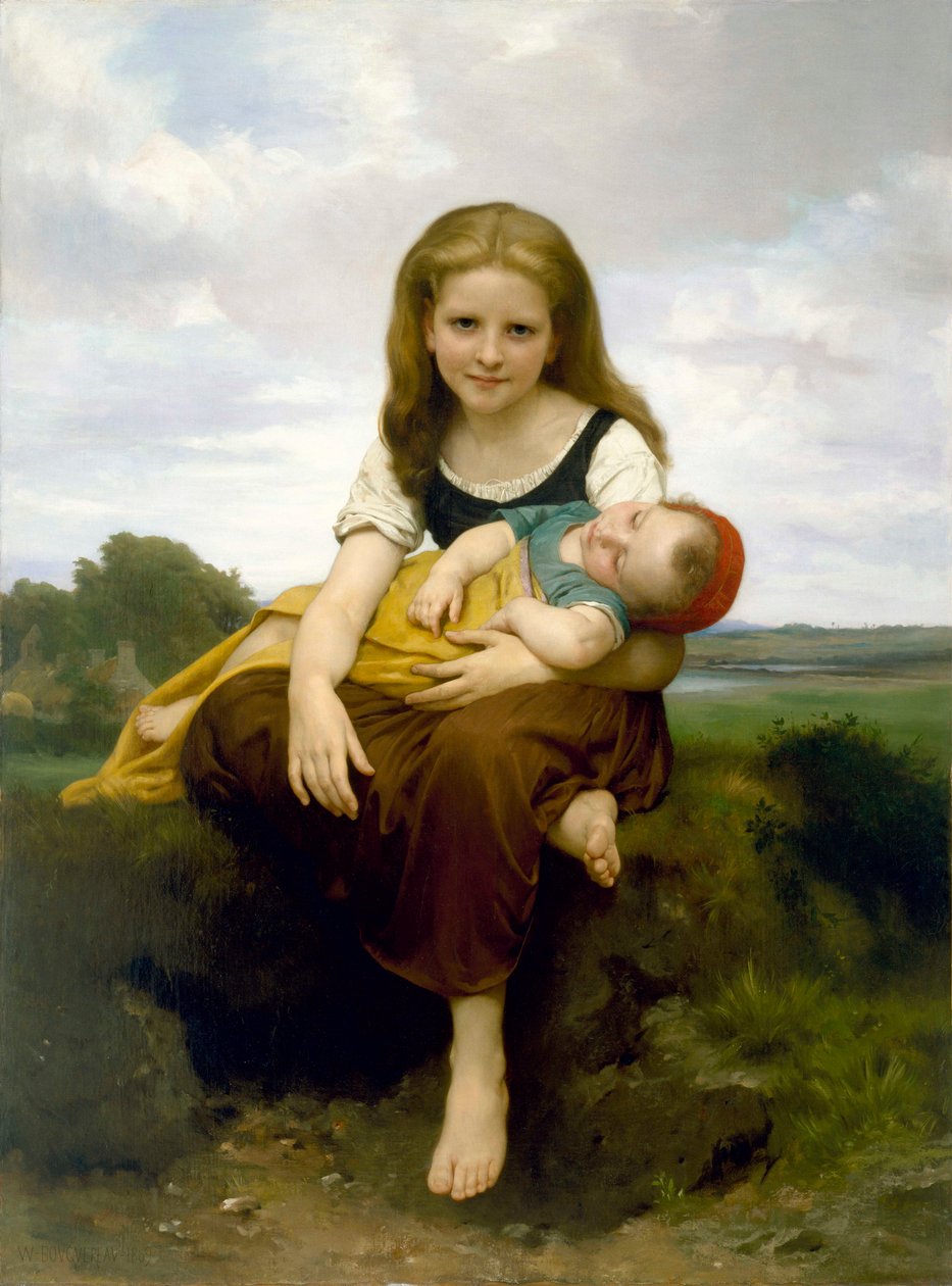 ""The Elder Sister"" (La Soeur ainee) Peinture de William-Adolphe Bouguereau (1825-1905) 1869 - Olje på lerret - Dim 130x97,2 cm Museum of Fine Arts, Houston av William Adolphe Bouguereau
