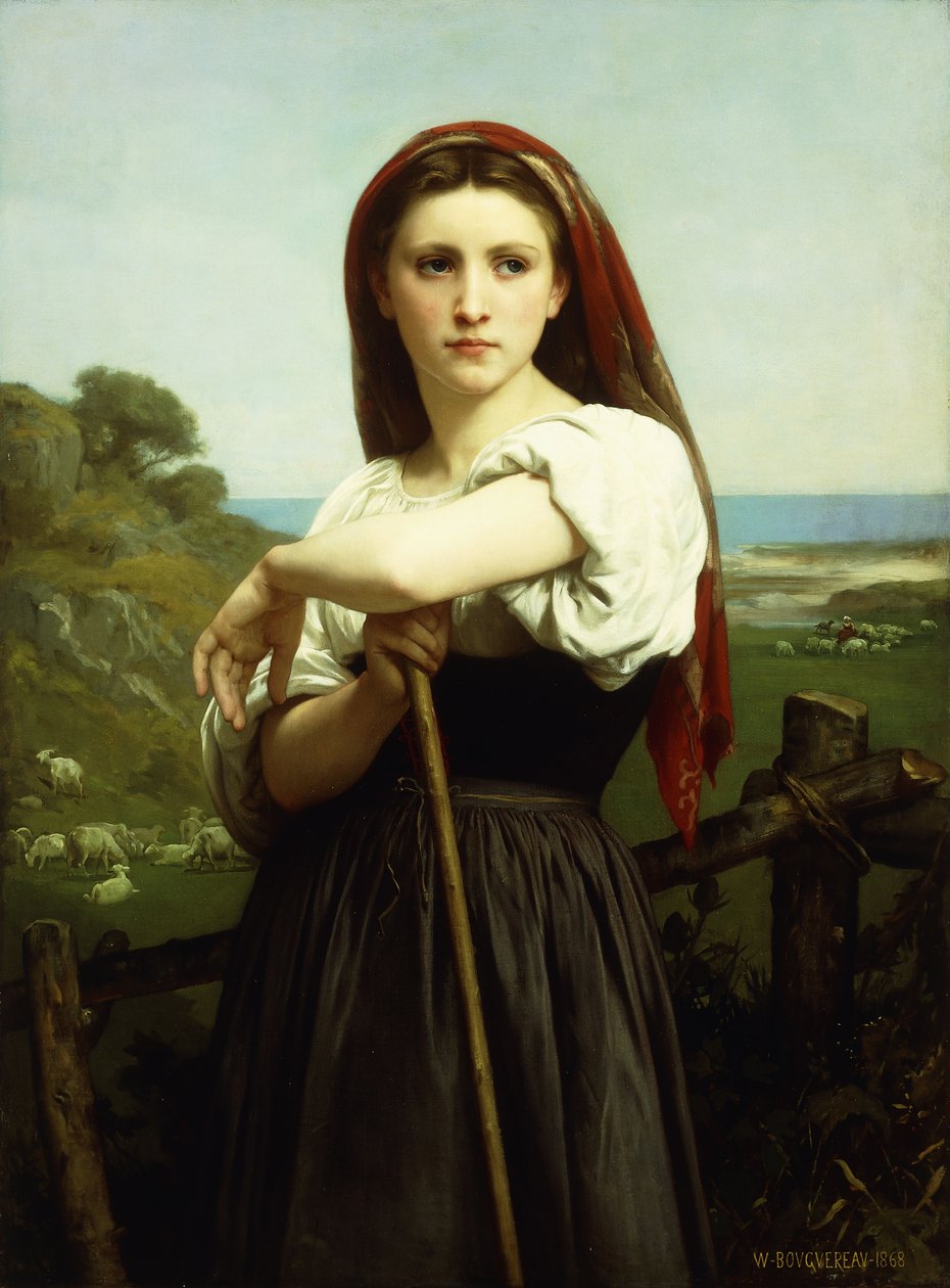 Ung gjeterinne; Jeune Bergere, 1868 av William Adolphe Bouguereau