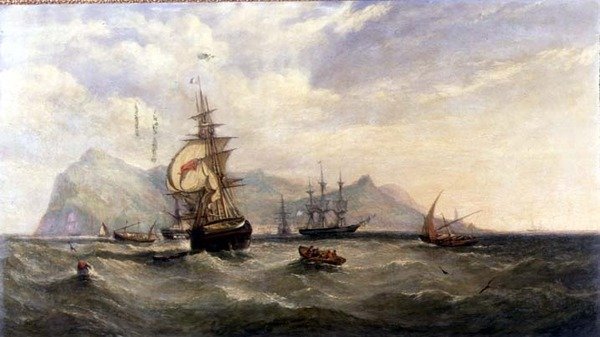 Outward Bound - Inn på Funchal Roads, Madeira av William Adolphus Knell