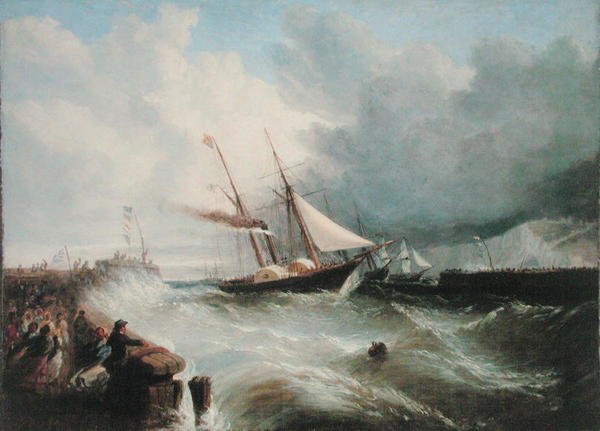 Prins Alberts ankomst til Dover på vei til London for hans ekteskap med dronning Victoria i 1840 (olje på lerret) av William Adolphus Knell