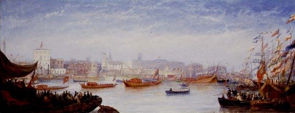 Åpningen av Kullbørsen, 30.10.1849 av William Adolphus Knell