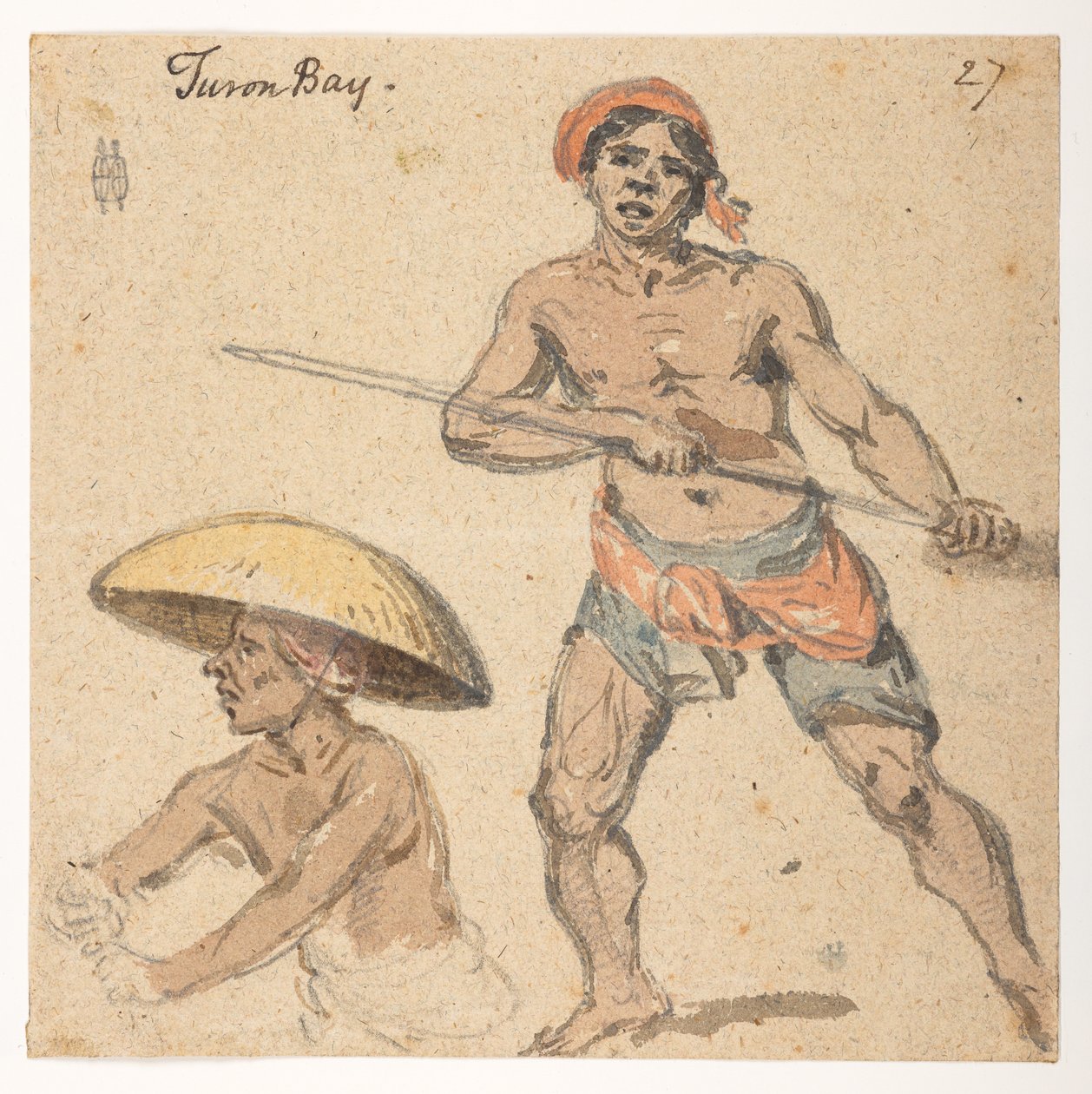 27 Two men of ‘Turon Bay.’  from an Album of 372 drawings of landscapes, coastlines, costumes and everyday life made during Lord Macartney