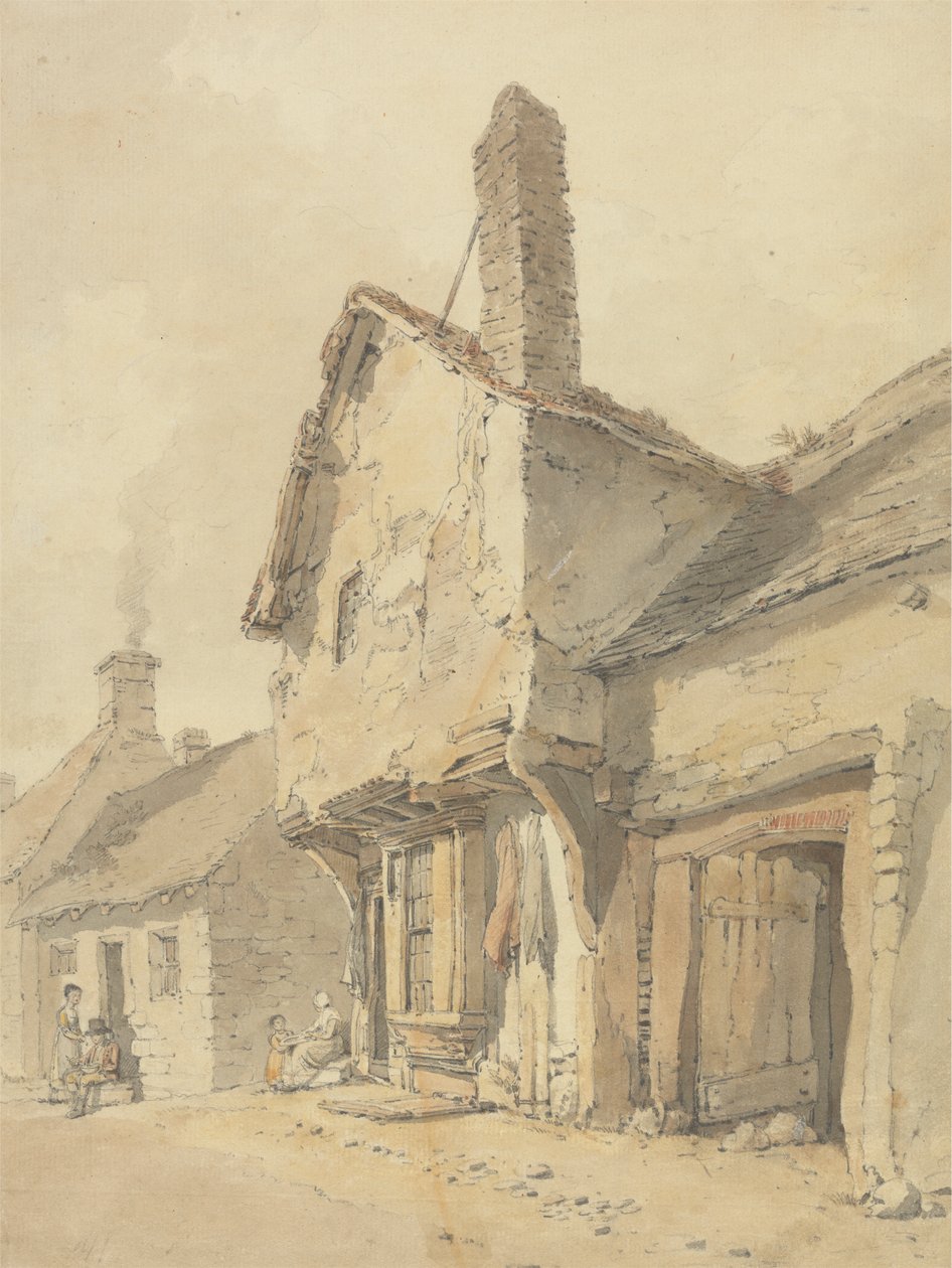 En landsbygate, figurer av gamle hytter av William Alexander