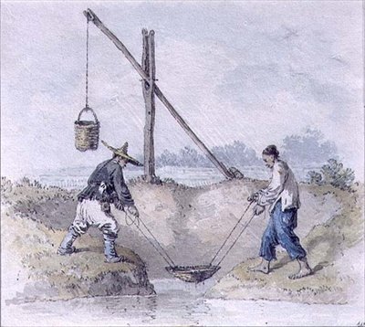 Kinesiske arbeidere som samler vann (akvarell) av William Alexander