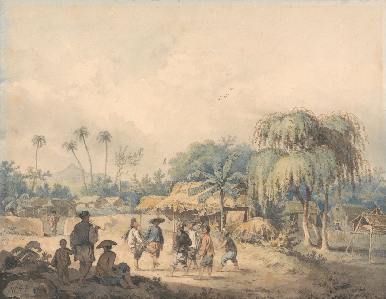 Innfødte fra Cochin som spiller fjerbold i Kina av William Alexander