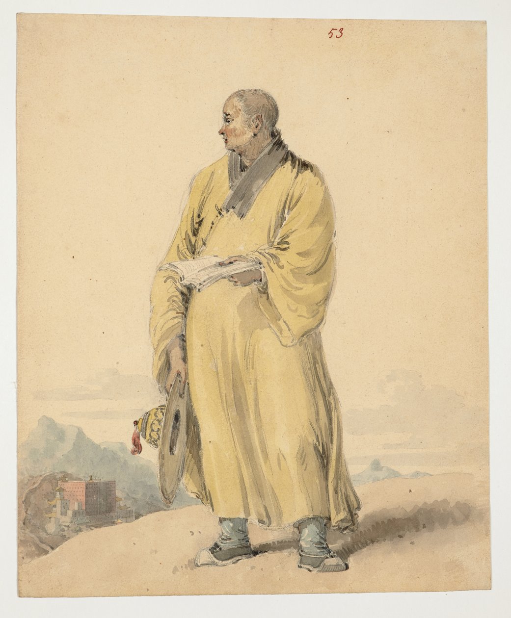 WD 961 f.53, Portrait of a Lama, eller Bonze av William Alexander