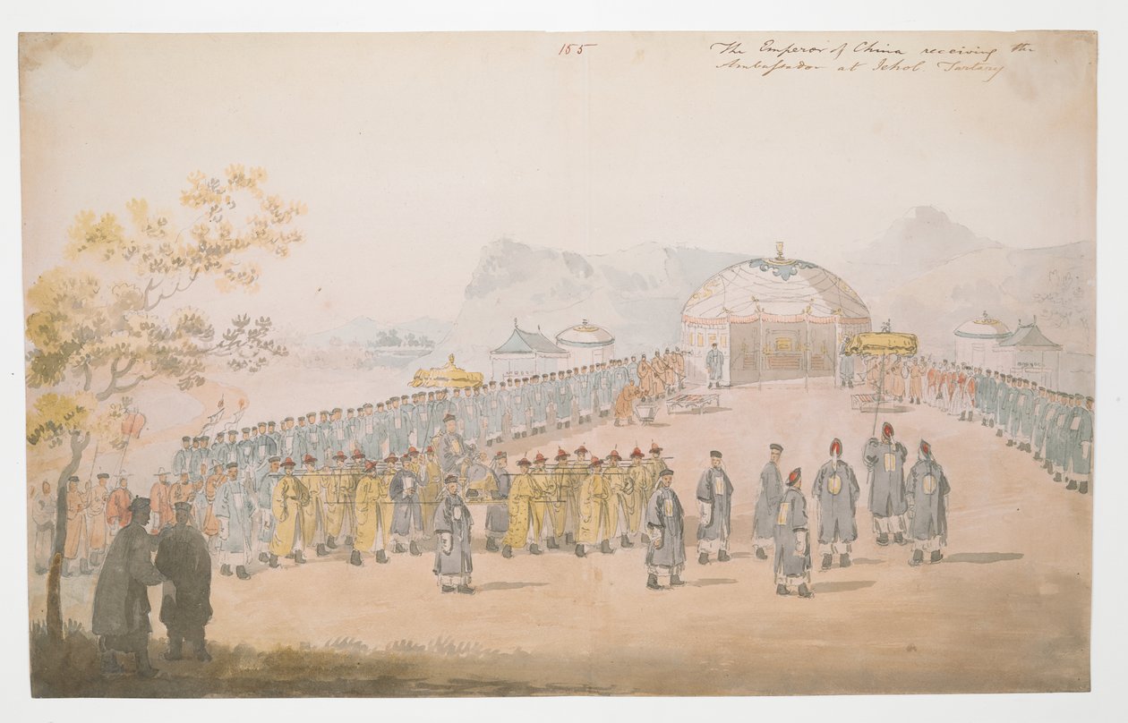 WD 961 f.58 #39;Kinas keiser mottar ambassadøren i Jehol, Tartary#39; av William Alexander