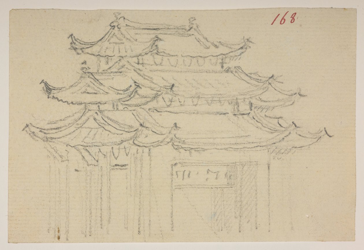 f.63 168 Templer.  , fra et album med 372 tegninger av landskap, kystlinjer, kostymer og hverdagsliv laget under Lord Macartneys ambassade til keiseren av Kina, mellom 1792 og 1794 (blyant og akvarell på papir) av William Alexander