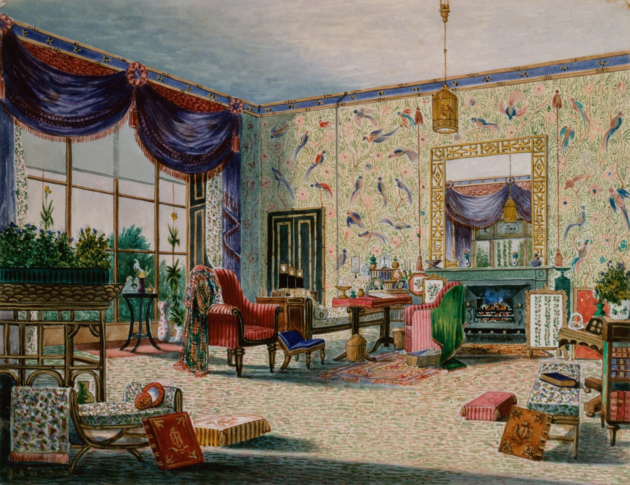 The Chinese Drawing Room, Middleton Park, Oxfordshire av William Alfred Delamotte