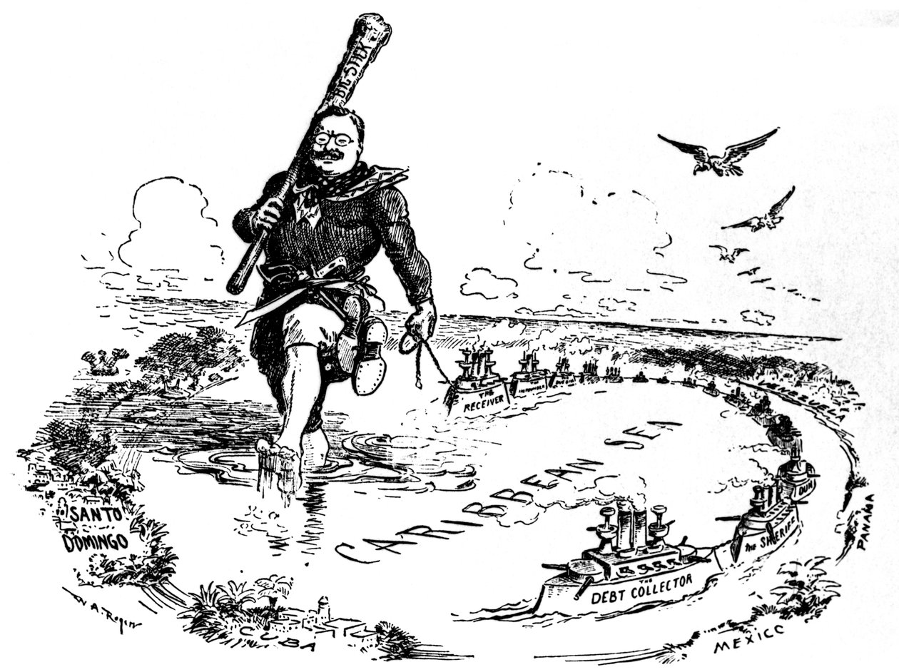 Den store stokken i det karibiske hav. Karikatur av Theodore Roosevelt, 1904 av William Allen Rogers