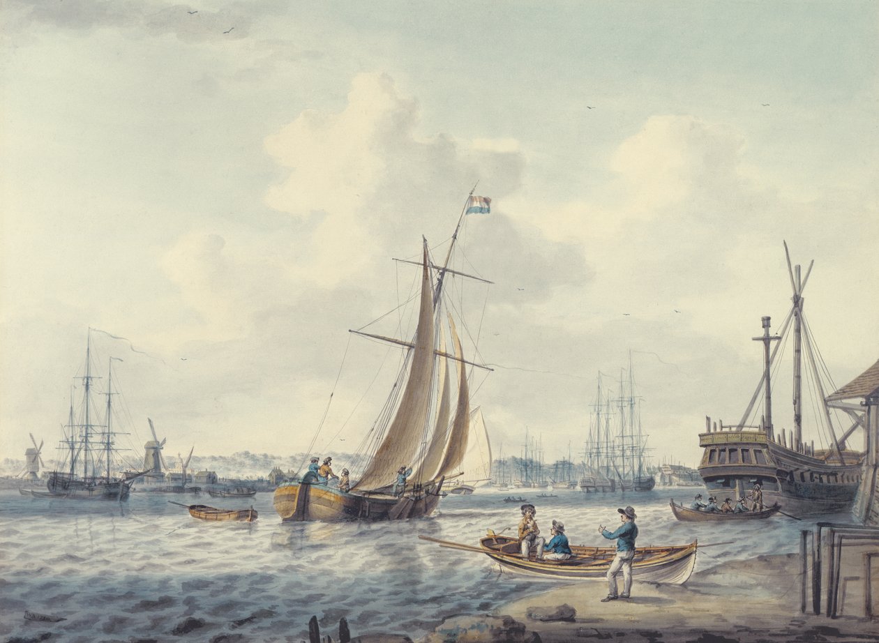En utsikt over Greenwich og Deptford som viser Royal Naval College og Royal Dockyard, 1789 (wc) av William Anderson