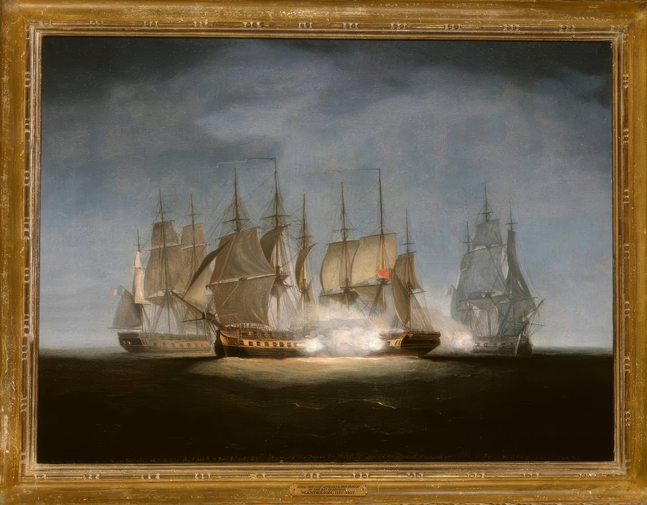 HMS Sibylle skyter ved Forte, 1799 / Gem. W.Anderson av William Anderson