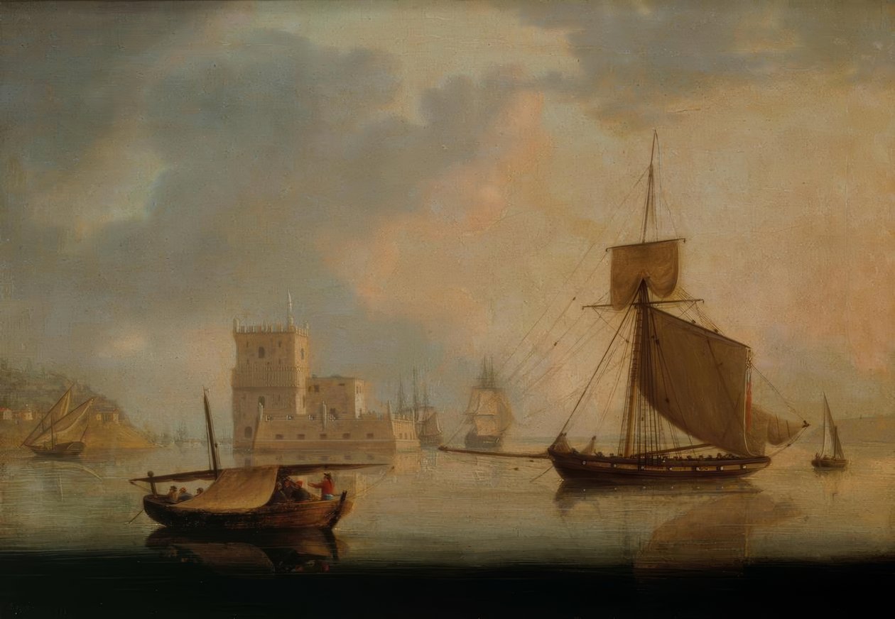 Naval Cutter av Belem Tower ved munningen av Tejo av William Anderson