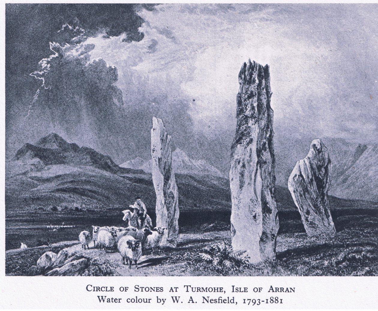 Sirkel av steiner ved Turmore, Isle of Arran, 1945 av William Andrews Nesfield