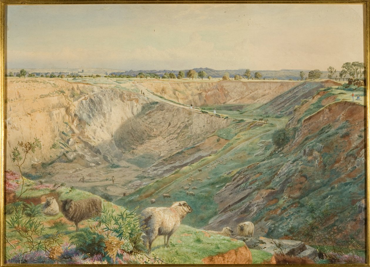 Quarry on Durdham Down, ca. 1865 (akvarell og kroppsfarge på papir) av William Arnee (attr. to) Frank