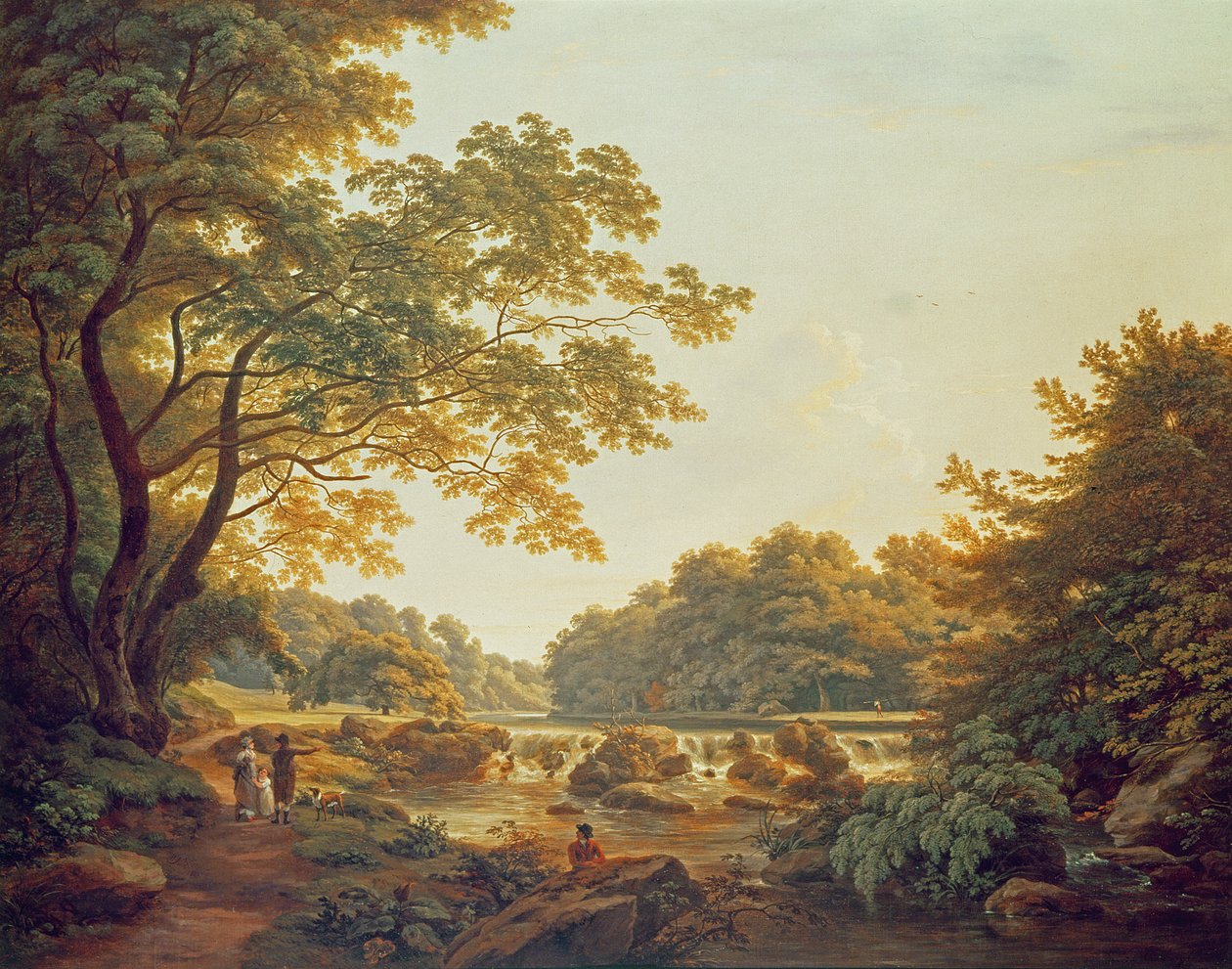 Figurer ved et overløp ved elven Clodiagh ved Charleville Forest, County Offaly, 1801 av William Ashford