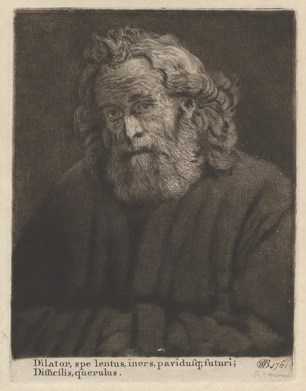 Gammel mann med langt skjegg, 1761. av William Baillie