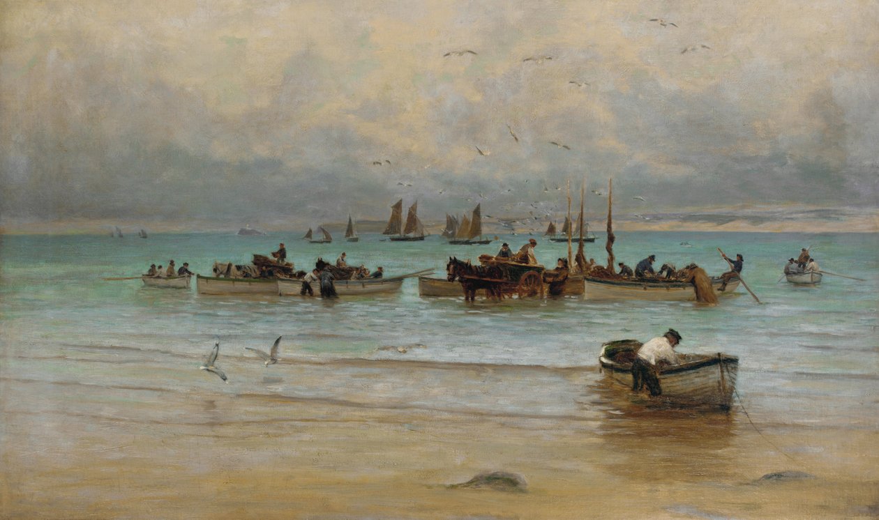 Laster fisk ved lavvann, St. Ives av William Banks Fortescue