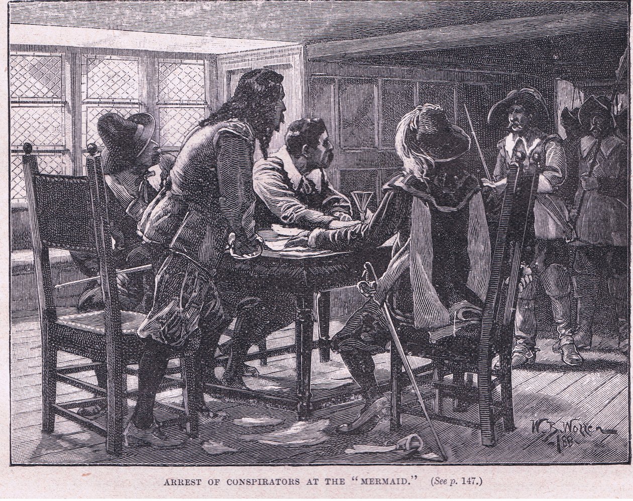 Arrestasjon av konspiratørene ved havfruen AD 1658 av William Barnes Wollen