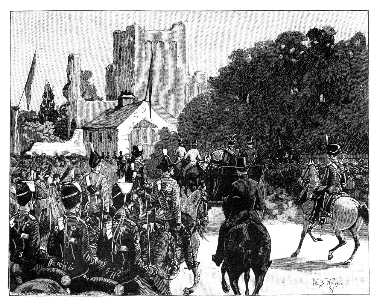 Dronning Victorias ankomst til Kelso, Skottland, 1887. av William Barnes Wollen