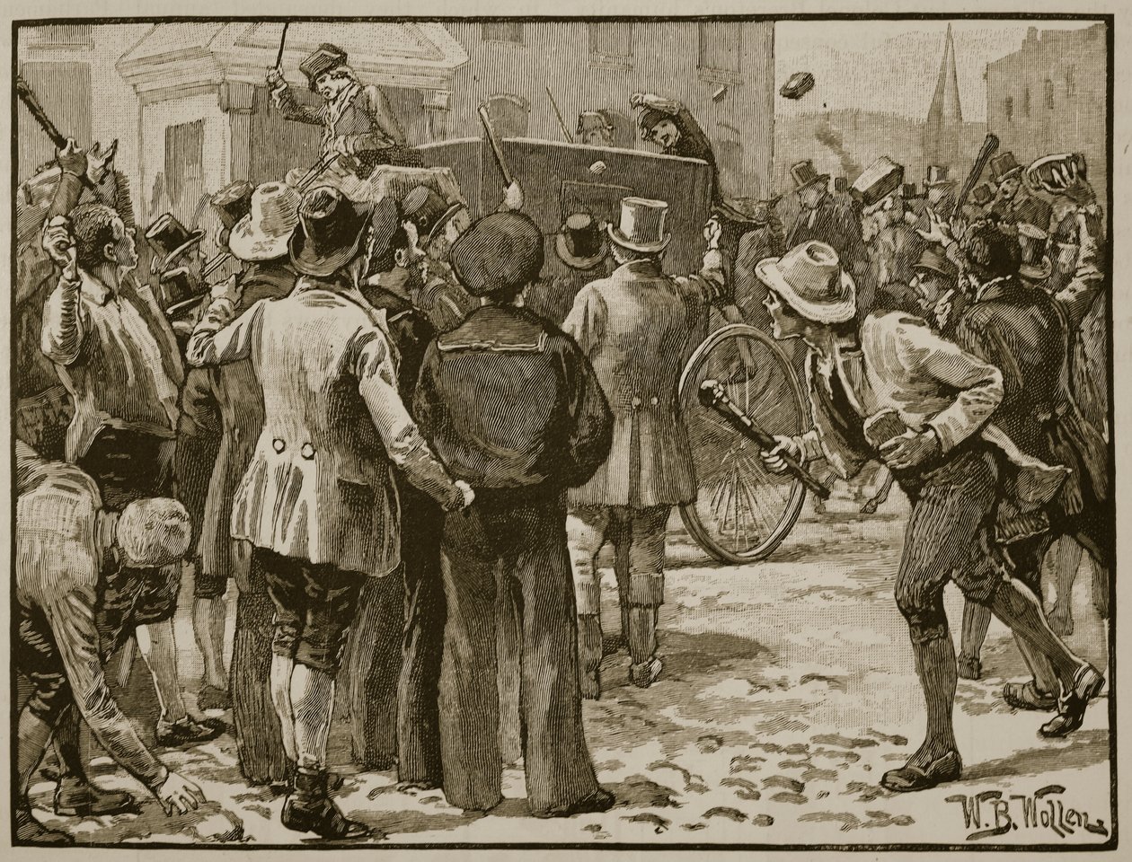 Angrep på Sir Charles Wetherell i Bristol, illustrasjon fra 
