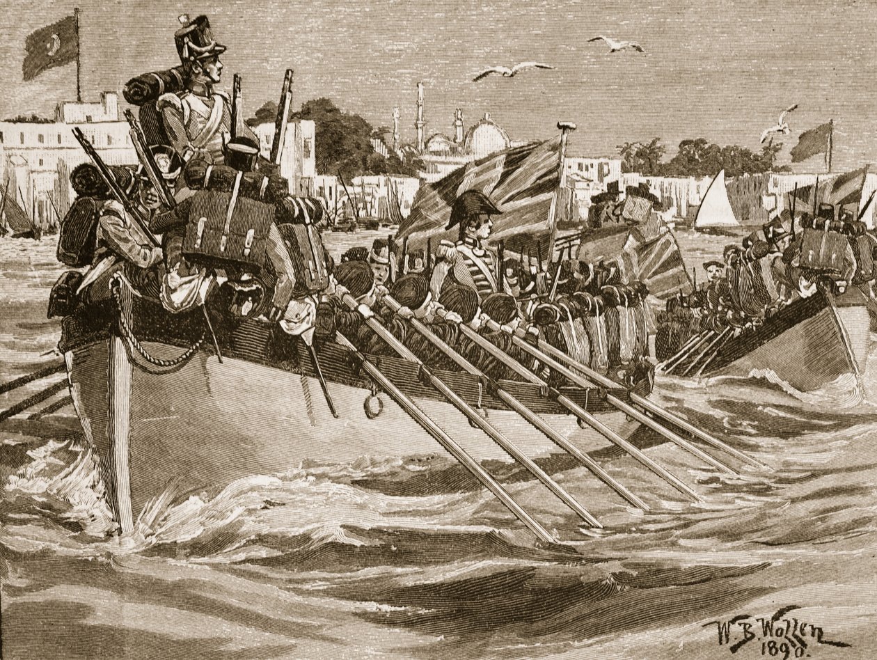 De britiske troppenes avgang fra Alexandria, 1807, illustrasjon fra 