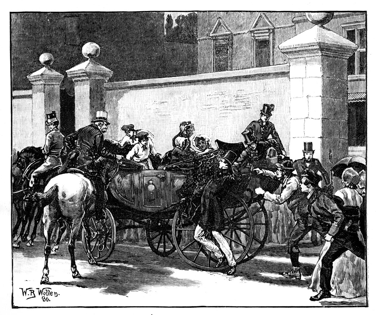 Pates angrep på dronningen, 1850, c1888. av William Barnes Wollen