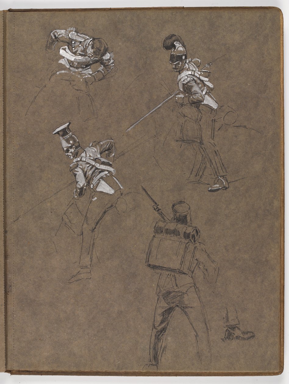 Studier til oljemaleriet, ?Flagget: Albuhera, 16. mai 1811? av William Barnes Wollen