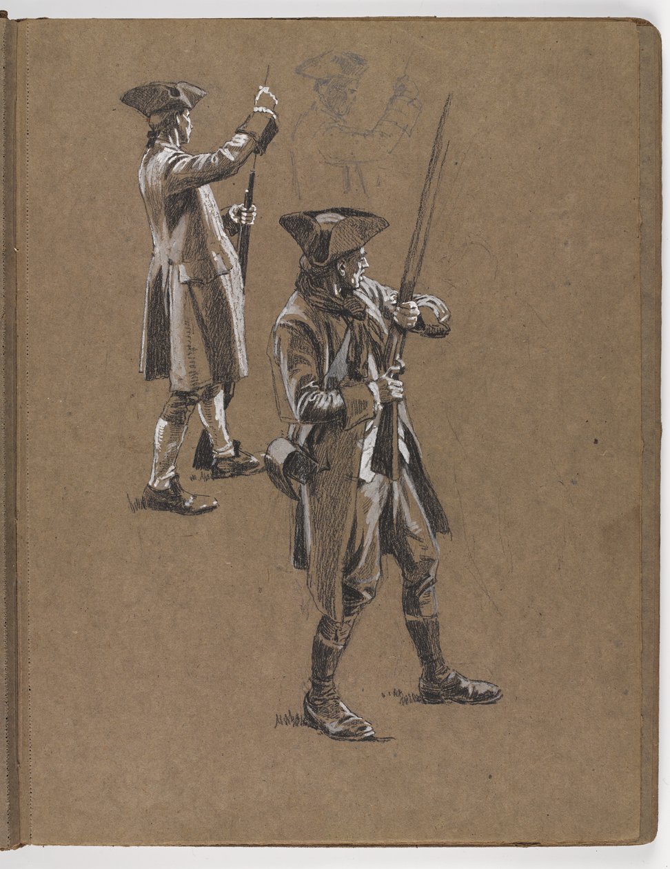 Studie for oljemaleriet av William Barns Wollen, ?Slaget ved Lexington 1775? av William Barnes Wollen