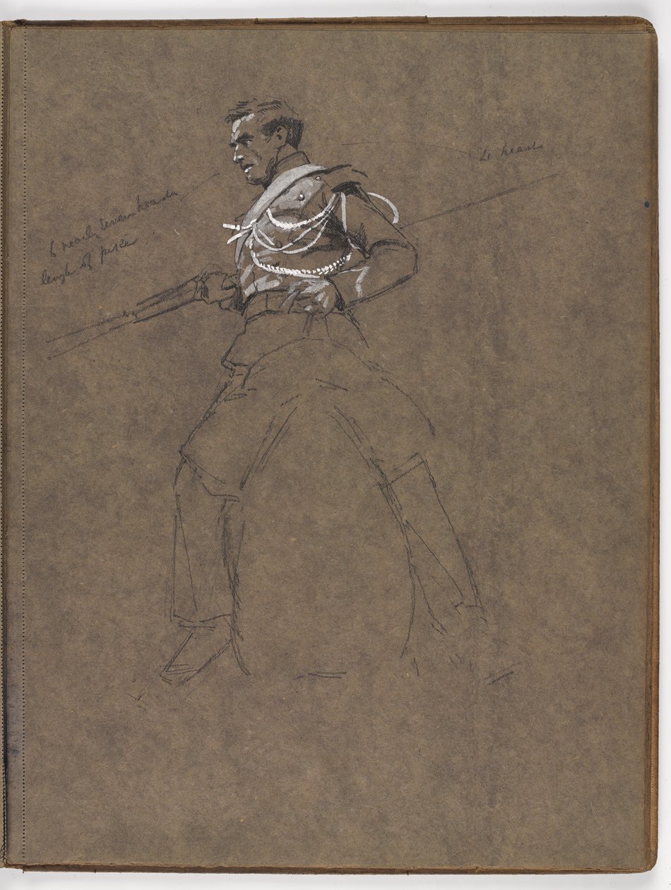 Studie for oljemaleriet av William Barns Wollen, ?Flagget: Albuhera, 16. mai 1811? av William Barnes Wollen