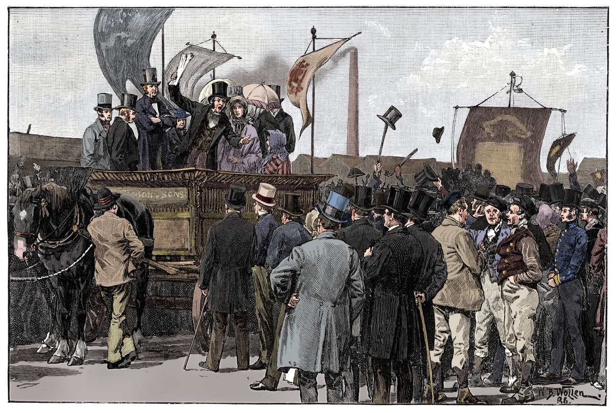 Chartist-demonstrasjonen på Kennington Common, 1848, 1900 av William Barnes Wollen