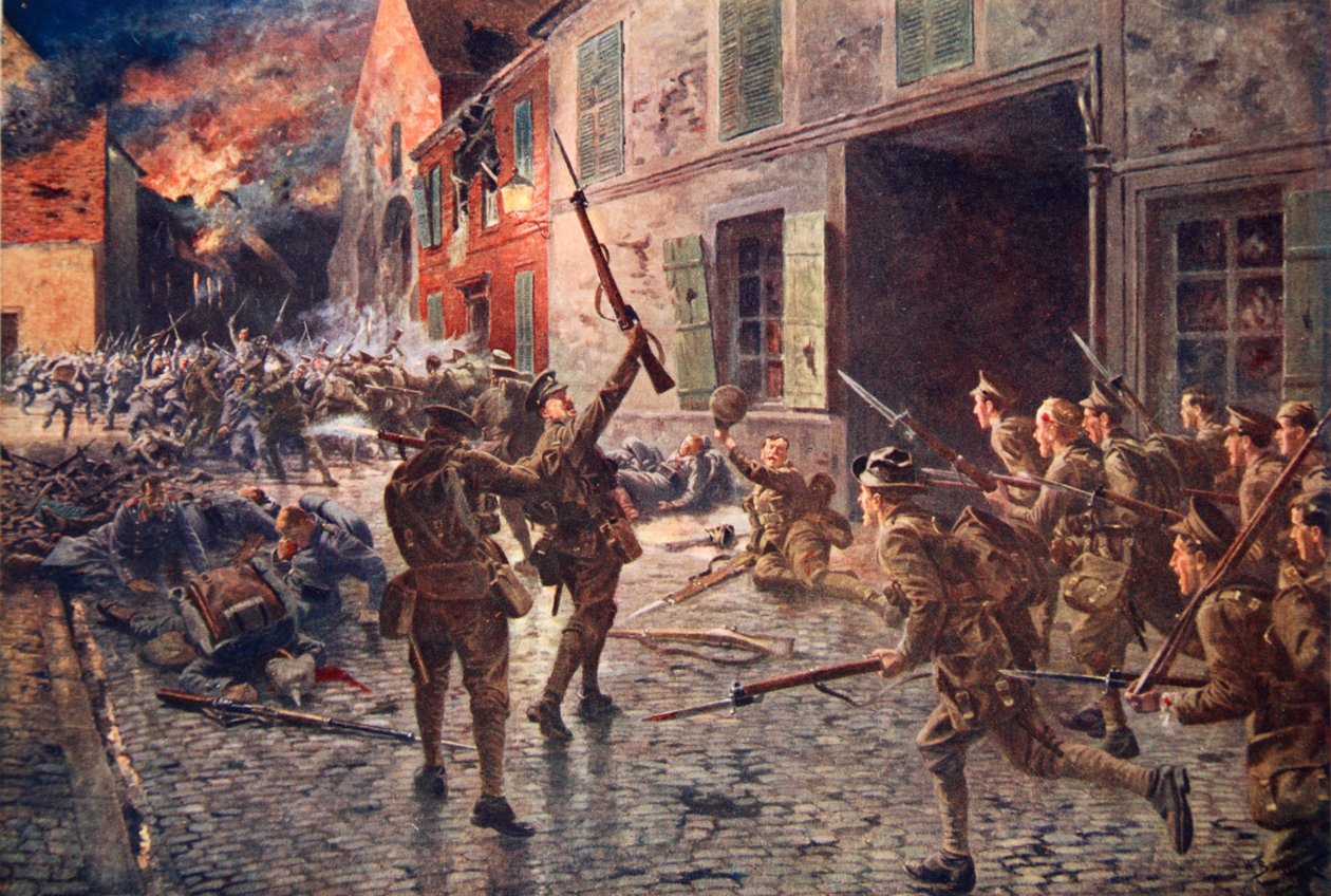 Coldstream-vaktene ved Landrecies, august 1914 av William Barnes Wollen