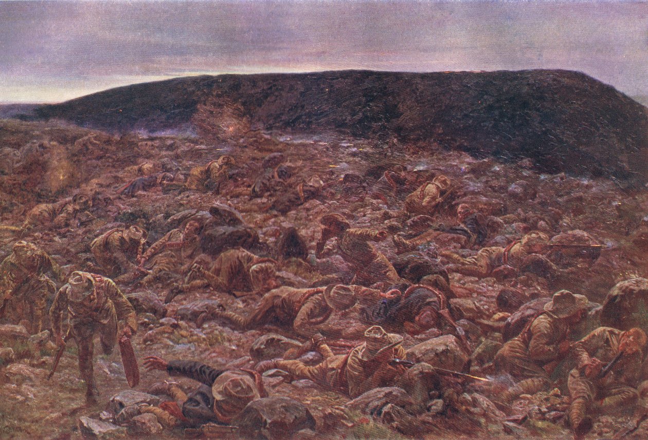 The Imperial Light Horse ved Waggon Hill 6. januar 1900, illustrasjon fra Cassells History of England, 1900-tallet av William Barnes Wollen