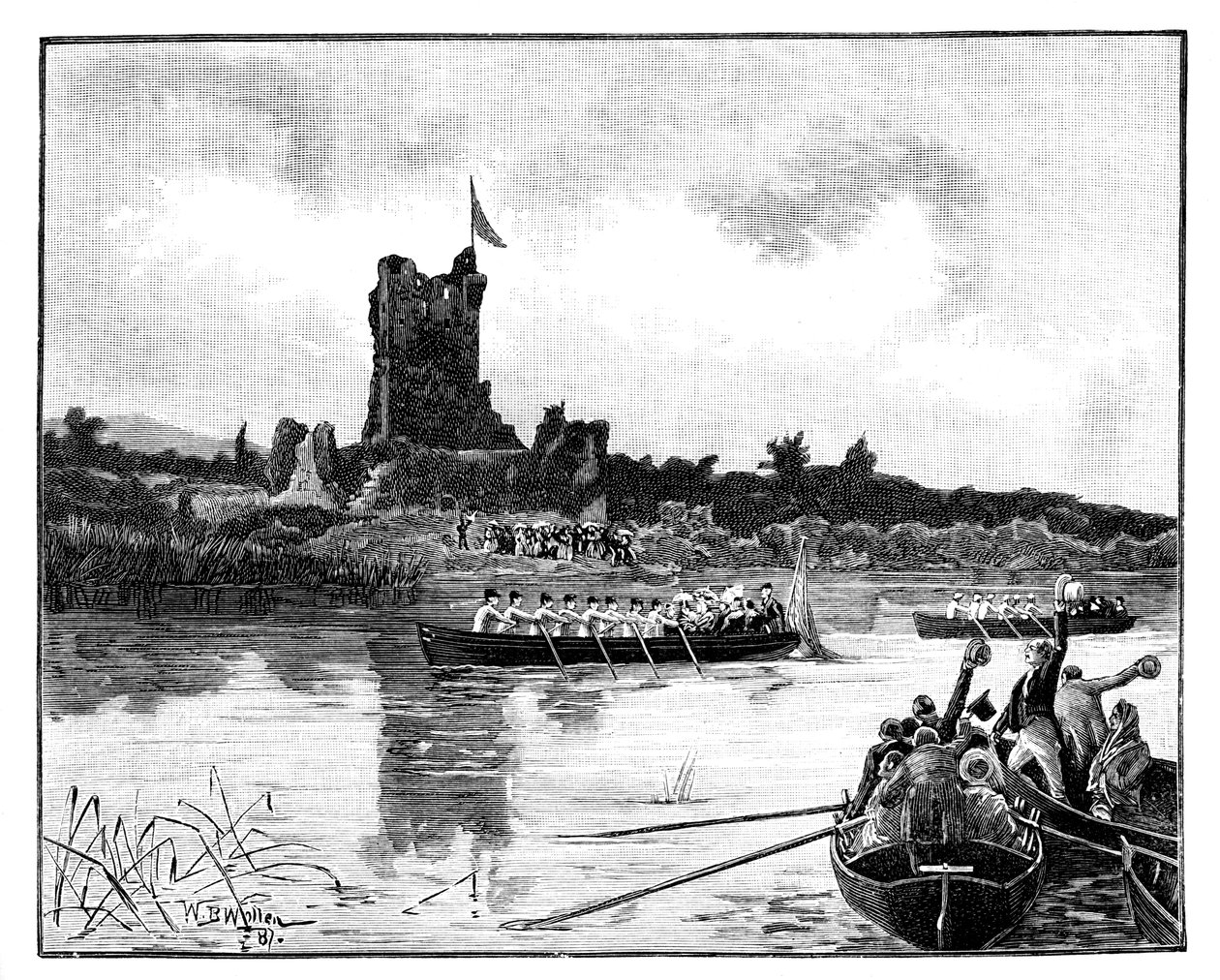 Den kongelige omvisningen i Irland, besøk til Ross Castle, Killarney, 1887 av William Barnes Wollen