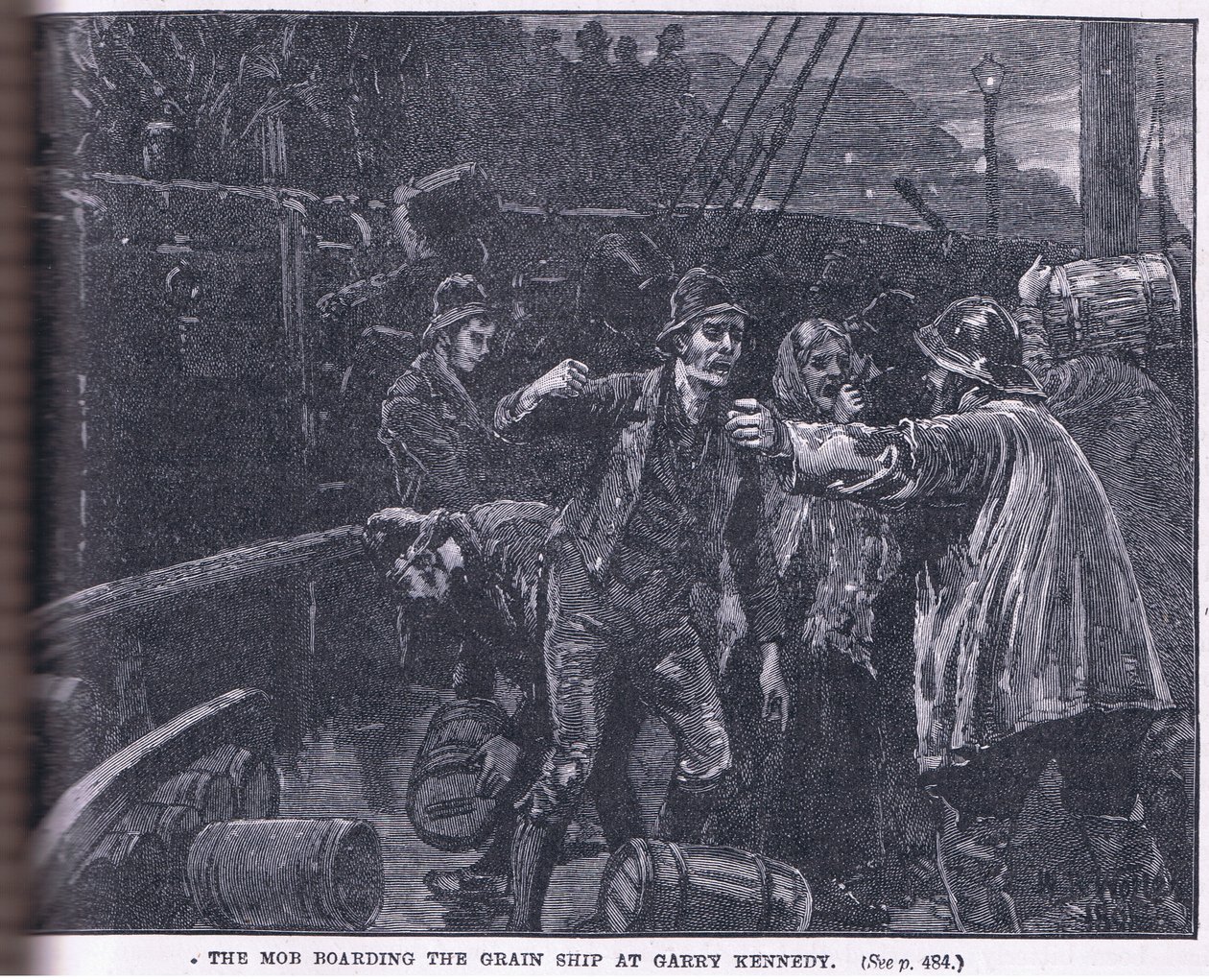 Mobben går ombord på et kornskip ved Garry Kennedy AD 1841 av William Barnes Wollen