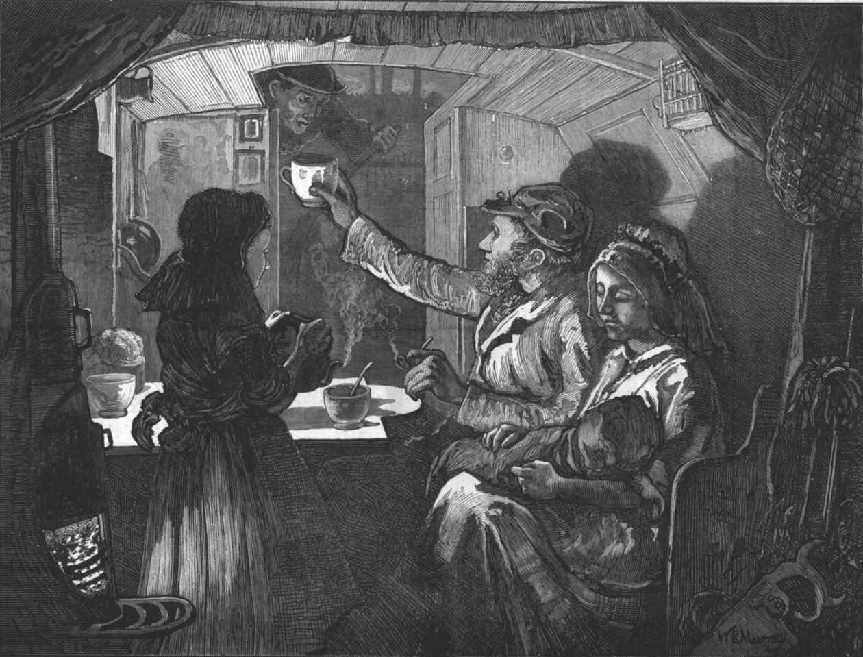 Canal Life - Tea Time on a Monkey Boat, 1874 av William Bazett Murray