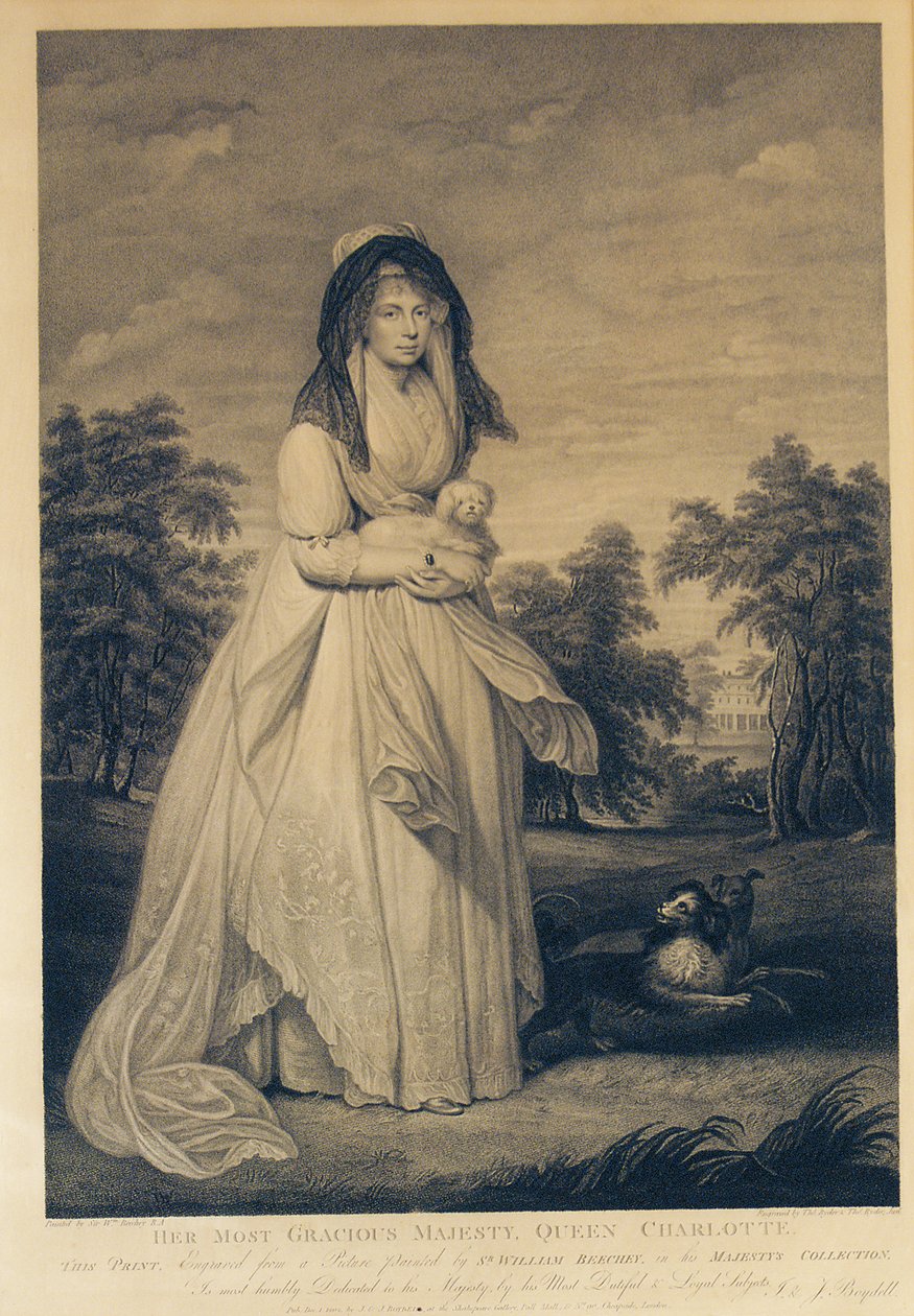Hennes allernådigste Majestet Dronning Charlotte, gravert av Thomas Ryder og Thomas Ryder Jnr., 1804 av William Beechey
