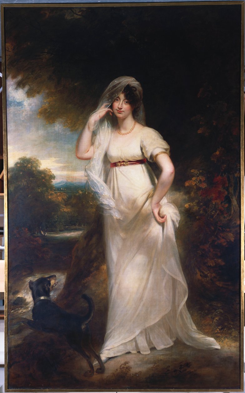 Portrett av Harriet Wells i et elvelandskap av William Beechey