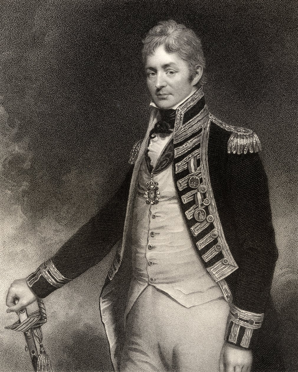 Sir Thomas Troubridge, 1st Baronet, gravert av W. Holl, fra 