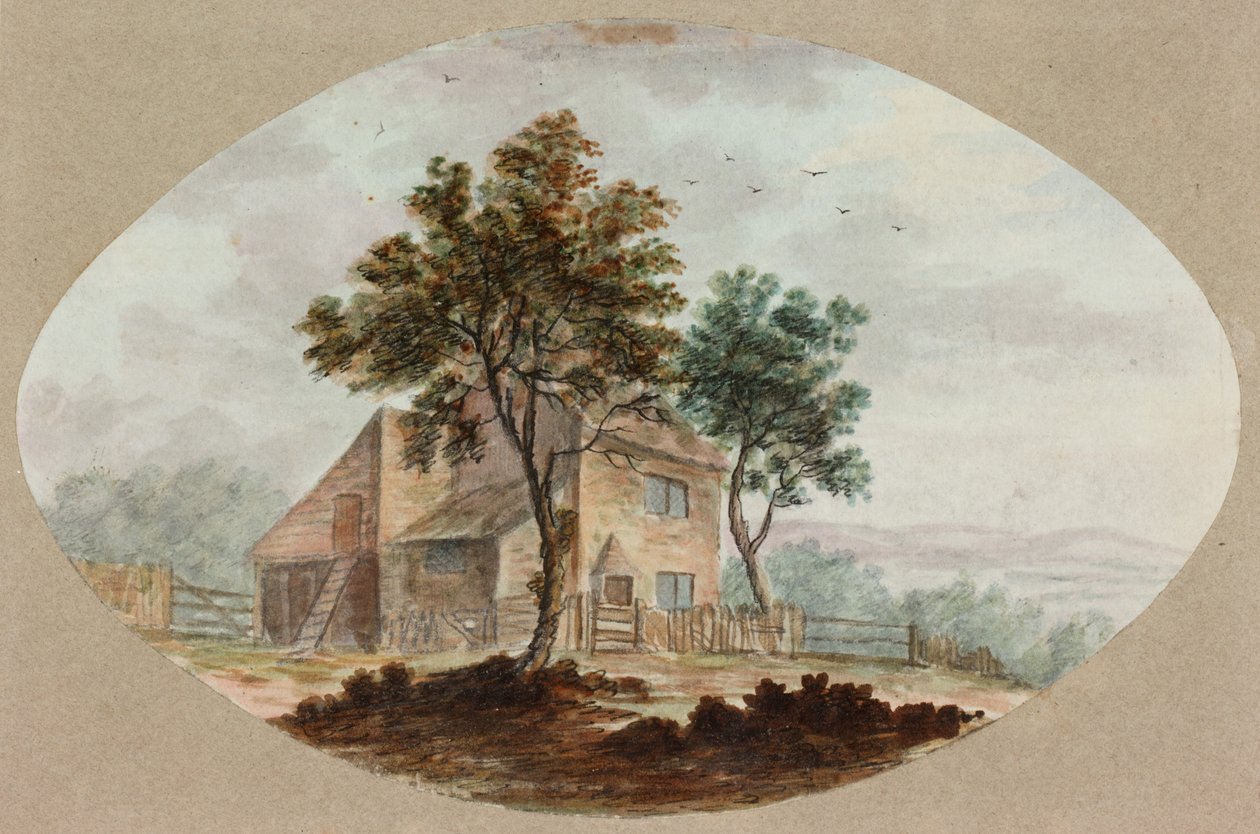 Rural House (blyant og akvarell på papir) av William Beilby