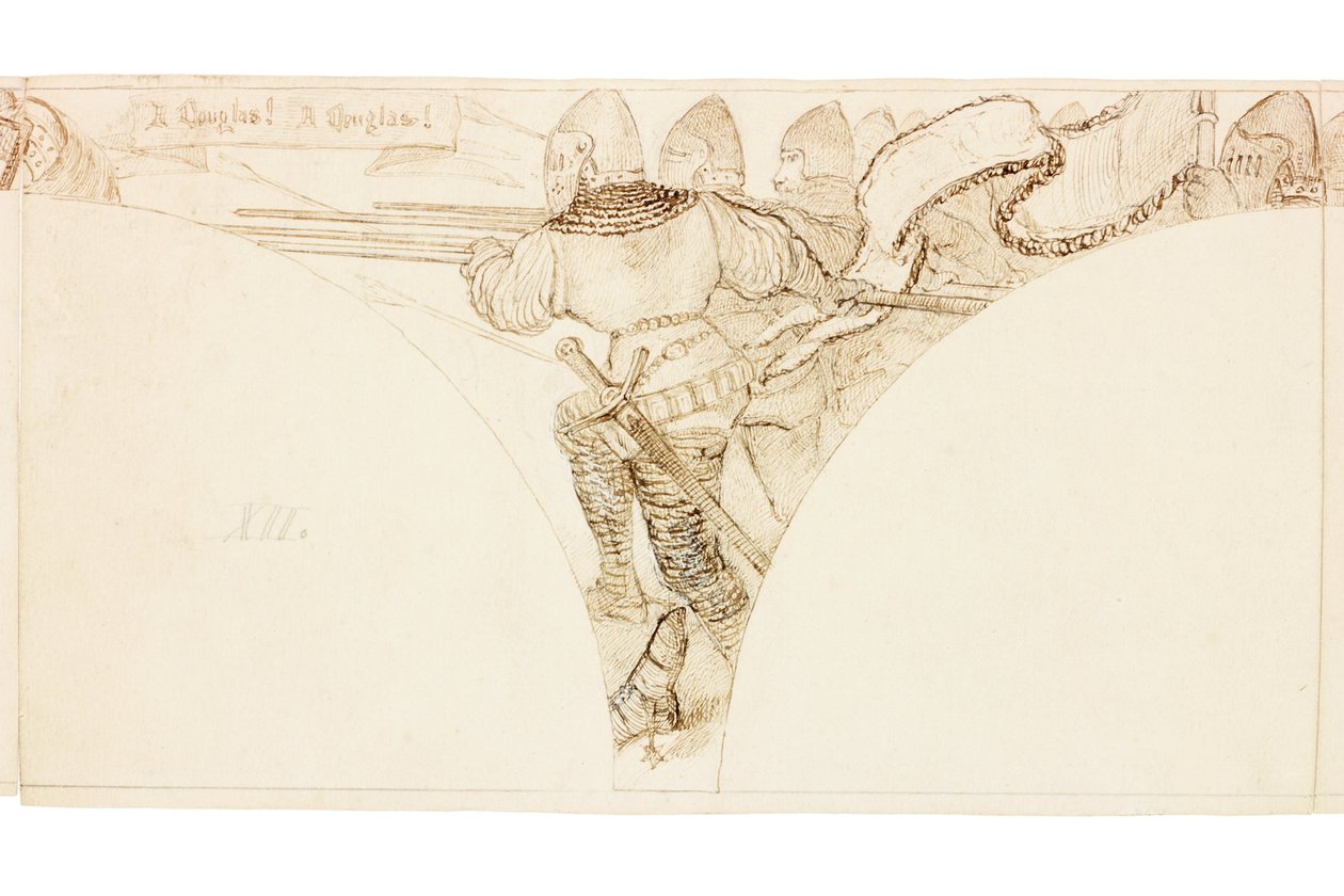 Skisse for veggmaleri i Wallington Hall (kroppsfarge) av William Bell Scott