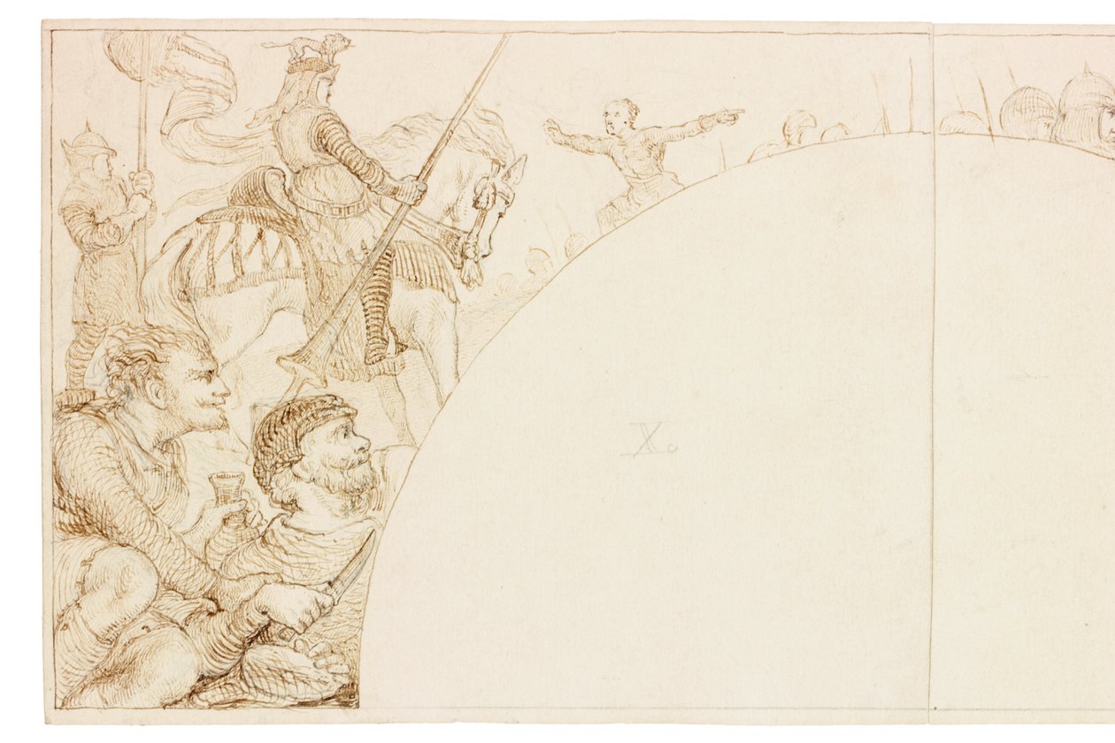 Skisse for veggmaleri i Wallington Hall (kroppsfarge) av William Bell Scott