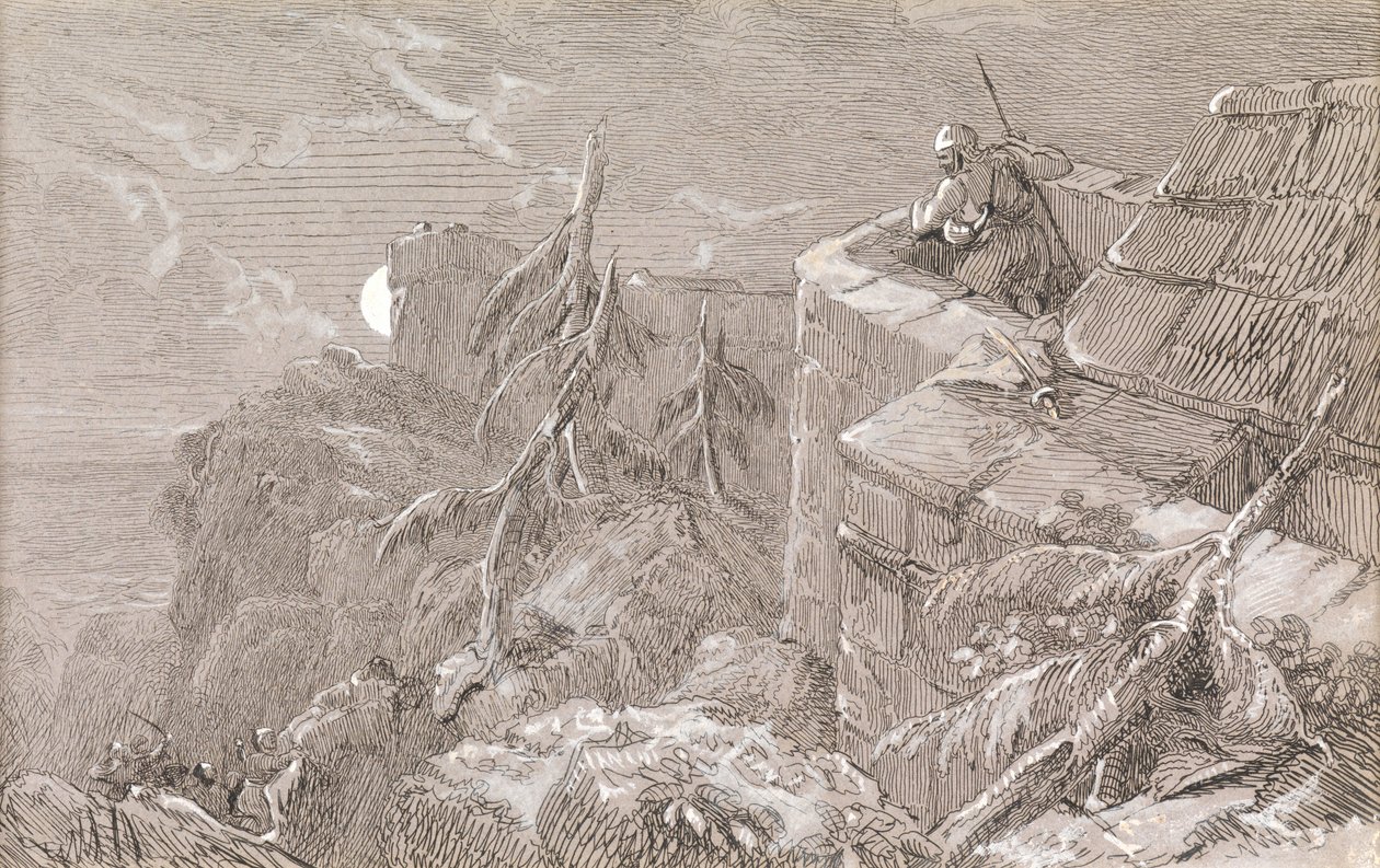 Storming the Castle (penn og blekk med kroppsfarge) av William Bell Scott