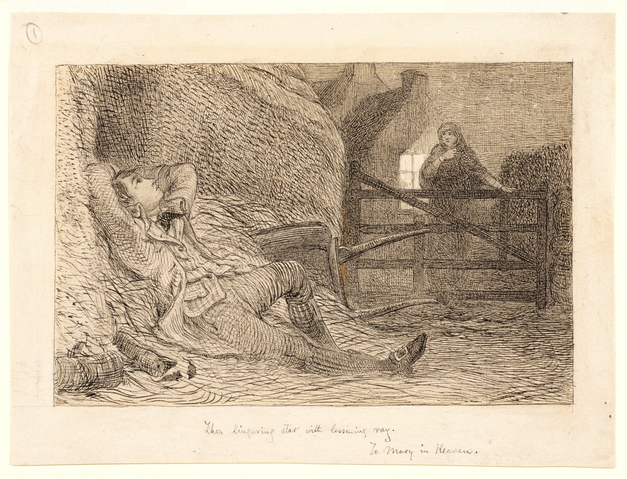 Studie for #39;To Mary in Heaven#39;, ca. 1871 (grafitt, penn og svart blekk, grafitt) av William Bell Scott